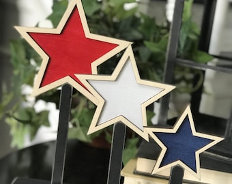 USA Star Shelf Sitters, Patriotic 4th July Decor (Digital File Only)