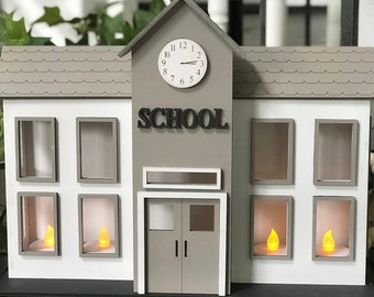 School House Votive Holder, Village Votive Holders, 5 Votive holder, Centerpiece, DIGITAL File Only