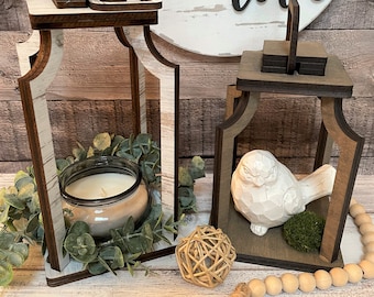 Farmhouse Lantern SVG, Square Base Candle Holder, Laser Cut File (Digital Download)