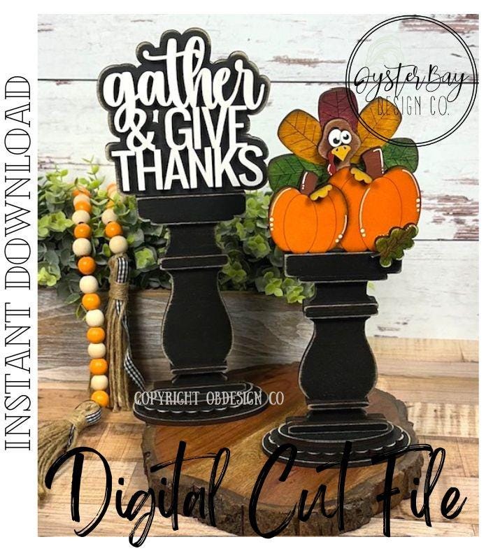 Turkey - Pumpkin Insert for Spindle Interchangeable Shelf Sitter, Tabletop Spindle Insert, Insert Only, Laser Cut SVG **Digital File Only