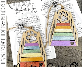 See you at Rainbow Bridge Dog and Cat Ornament Version 2, Pet Memorial Ornament, Rainbow Bridge, Car Charm, Story Ornaments ***Digital File