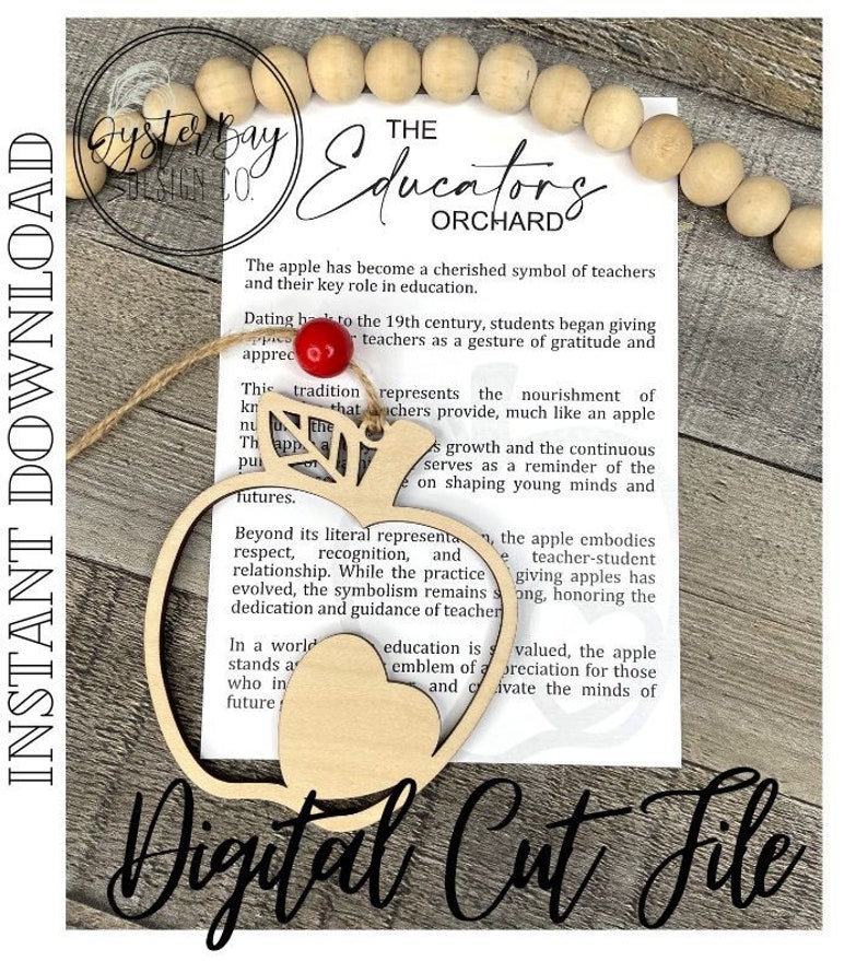 The Educators Orchard Apple Ornament, Teacher Ornament, Educator Gift, Car Charm, Teacher-Student Gift, Story Ornaments Digital File Only image 3