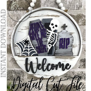 Add-On Insert for 10.50&quot; Interchangeable Door Hanger/Interior Sign, Skelton Halloween, Spooky Halloween SVG ***Digital File only***