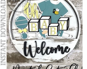 Add-On Insert for 10.50" Interchangeable Door Hanger/Interior Sign, Baby Shower, Baby Sign, Baby Shower Door Hanger SVG ***Digital File only