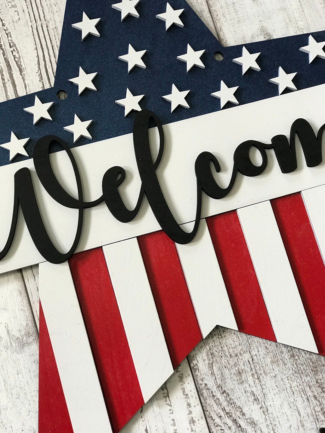 Dohia Holz-Türschild „God Bless America“ – Für 4. Juli / Unabhängigkeitstag, Ca. 30x25 Cm