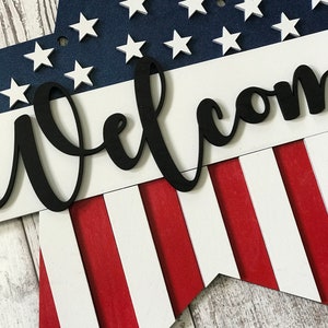 Welcome Door Hanger July 4th Stars and Stripes Star, Memorial Day, Patriotic Stars and Strips, Digital File Only