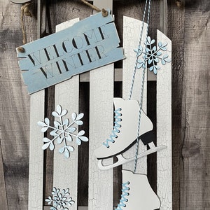 Vintage slee welkom winter, vintage slee decor, open haard slee slanker, winter veranda decor lasergesneden bestand, SVG, alleen digitaal bestand