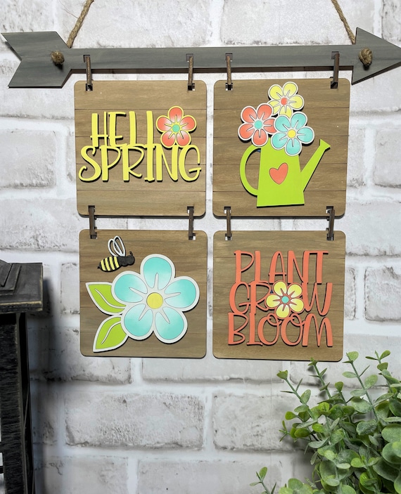 Spring Interchangeable Sign Add-on, Hello Spring, Plant, Bloom