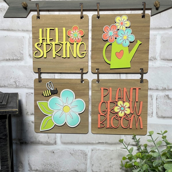 Add-On File for Hanging Farmhouse Interchangeable Sign, Hello Spring, Plant, Grow, Bloom Interchangeable Sign Digital File Only, Glowforge