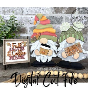 Fall Leaves and Coffee Please Insert File for Standing Gnome Interchangeable, Fall Gnome Interchangeable SVG Insert Only **Digital File Only