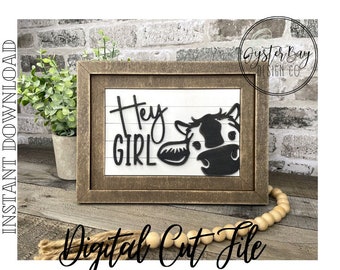 Insert for Chunky Farmhouse Frame Interchangeable Sign Base File, Hey Girl, Cow Decor Add on Insert ONLY **Digital File Only