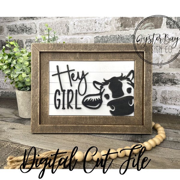 Insert for Chunky Farmhouse Frame Interchangeable Sign Base File, Hey Girl, Cow Decor Add on Insert ONLY **Digital File Only