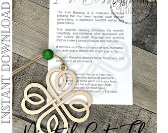 Irish Blessing Four Leaf Clover - Celtic Knot Ornament, Blessings Story Card, Car Charm, Irish Blessing Story Ornaments***Digital File Only