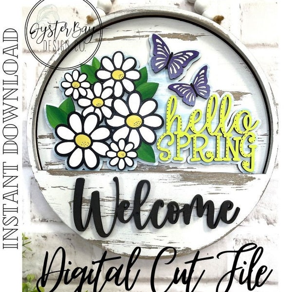 Add-On Insert for 10.50" Interchangeable Door Hanger/Interior Sign, Hello Spring Sign, Spring Door Hanger, Daisies Sign ***Digital File only