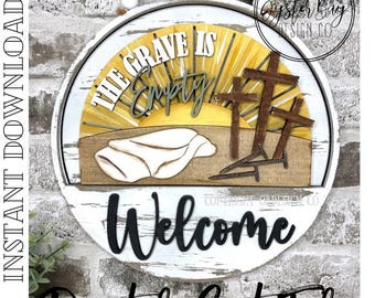 Grave is Empty Easter Door Hanger Insert SVG, Religious Sign (Digital File only)