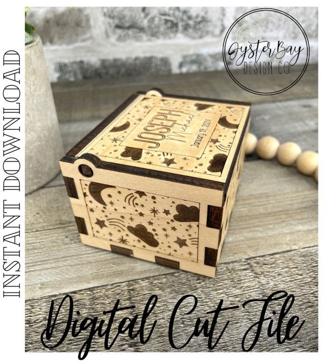 Mini Music Box Moon and Stars, Nursery Music Box, Music Box for Laser Cutting, Music Gifts