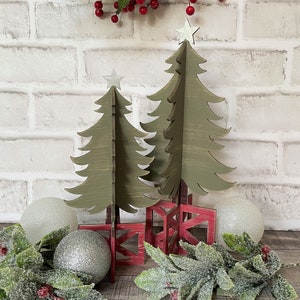 Alberi di Natale 3D (fattoria), Natale in stile fattoria, Natale rustico, albero di Natale in stile fattoria SVG, 2 dimensioni incluse ***Solo file digitale