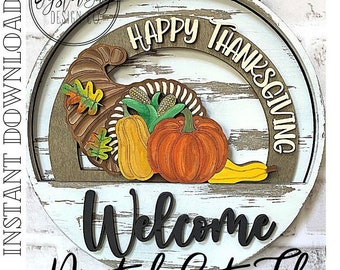 Add-On Insert for 10.50" Interchangeable Door Hanger/Interior Sign, Thanksgiving, Cornucopia, Horn of Plenty SVG, Digital File only