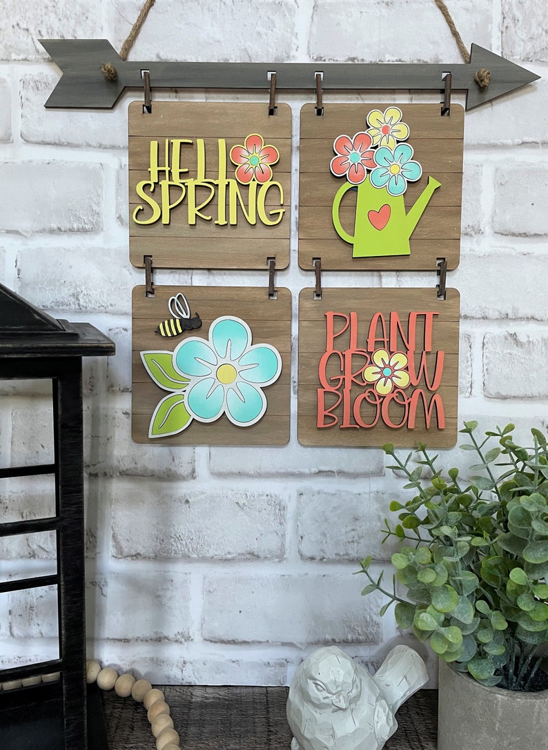 Add-On File for Hanging Farmhouse Interchangeable Sign, Hello Spring, Plant, Grow, Bloom Interchangeable Sign Digital File Only, Glowforge image 2