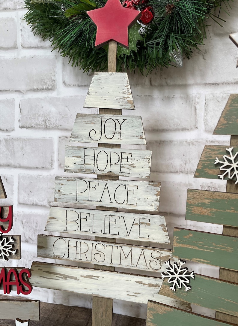 Pallet Christmas Tree Shelf Sitter Rustic Farmhouse Etsy