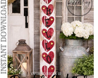 Hello Hearts Porch Leaner SVG: Valentine's Day Laser Cut File (Digital Download Only)