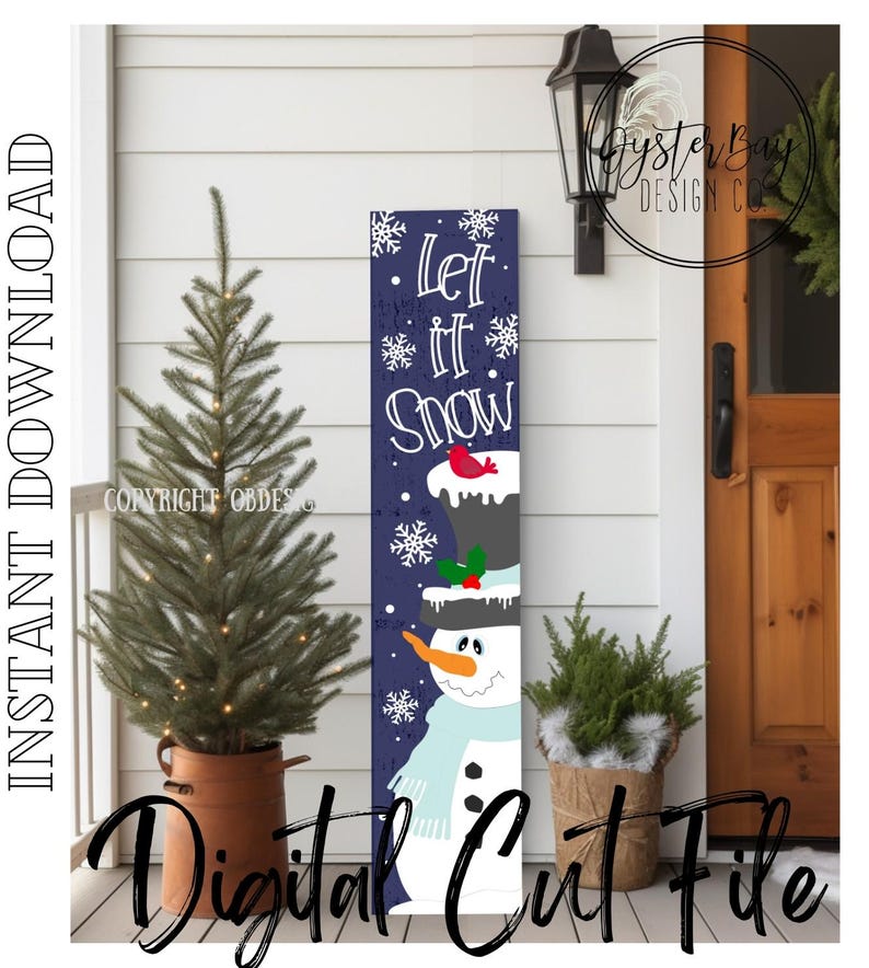 Let It Snow Porch Leaner SVG File, Winter Porch Sign, Snowman Porch ...