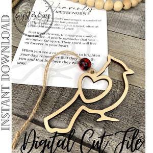 Heavenly Messenger Cardinal Ornament, Cardinal Ornament, In Memory Ornament, Memorial Car Charm, Story Ornaments ***Digital File Only