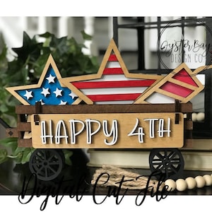 Add on for Interchangeable Wagon/Crate Shelf Sitter - July 4th, Standing Interchangeable Wagon/Crate Digital File Only, Glowforge