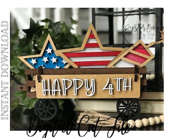 Add on for Interchangeable Wagon/Crate Shelf Sitter - July 4th, Standing Interchangeable Wagon/Crate Digital File Only, Glowforge