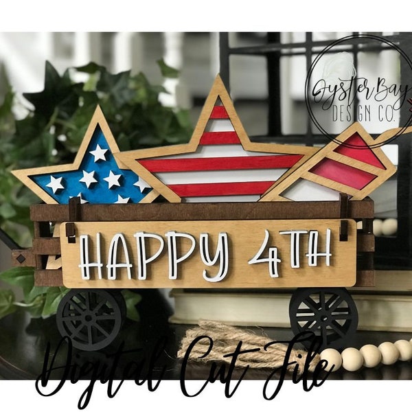 Add on for Interchangeable Wagon/Crate Shelf Sitter - July 4th, Standing Interchangeable Wagon/Crate Digital File Only, Glowforge