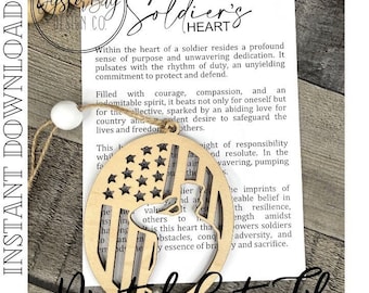 A Soldiers Heart Soldier Ornament, Soldier Ornament, Patriotic Gift, Soldier and Flag Ornament Car Charm, Story Ornaments *Digital File Only