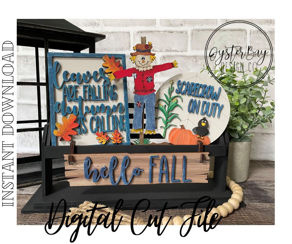 Add on for Interchangeable Wagon/Crate/Raised Shelf Sitter - Fall Scarecrow Tiered Tray, Scarecrow Shelf SitterWagon/Crate Digital File Only