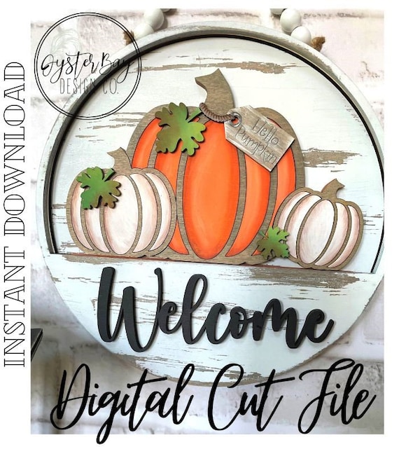 Pumpkin Door Hanger Insert SVG, Fall Sign Add-On (Digital File)