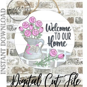 Home - Water Pitcher Door Hanger 16 Inch, 2 Design Included, Everyday Door Hanger, Door Welcome Door Hanger ***Digital File only