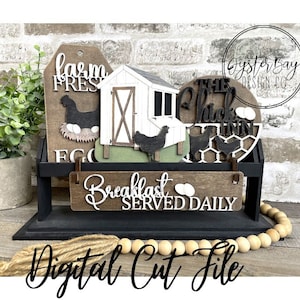 Add on for Interchangeable Wagon/Crate/Raised Shelf Sitter - Chicken Insert SVG, Chick Inn SVG, Chicken Coop, Wagon/Crate Digital File Only