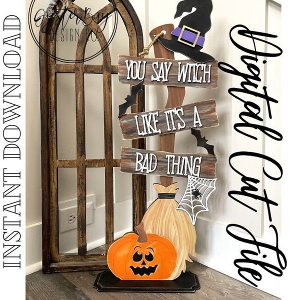 Standing Broom, Fall Decor, Porch/Fireplace Decor, Witches Broom Sign SVG, Witches Broom Porch Post  ***Digital File only