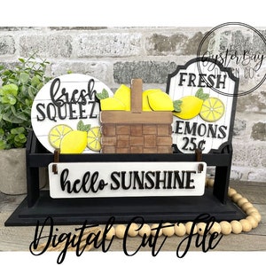 Add on for Interchangeable Wagon/Crate/Raised Shelf Sitter, Hello Sunshine, Lemons Basket, Fresh Lemons Tiered Tray **Digital File Only