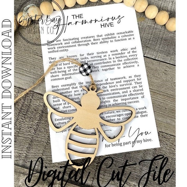 The Harmonious Hive Bee Ornament, Bee Ornaments SVG, Car Charm, Co-Worker Gift, My Hive Gift, Story Ornaments ***Digital File Only