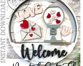 Add-On Insert for 10.50" Interchangeable Door Hanger/Interior Sign, Love U, Valentine's Day Insert, Gumball Machine Sign **DIGITAL File Only