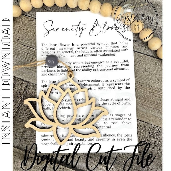 Serenity Blooms Lotus Ornament, Lotus Ornament, Tranquility Gift, Car Charm, Story Ornaments ***Digital File Only