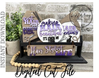 Add on for Interchangeable Wagon/Crate/Raised Shelf Sitter- Hairstylist Tiered Tray, Hairdresser Tiered Tray Decor **Digital File Only