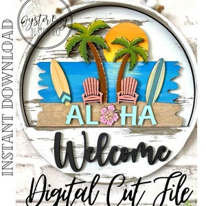 Add-On Insert for 10.50" Interchangeable Door Hanger/Interior Sign, Tropical Paradise, Aloha Sign, Hawaii Themed Sign SVG**DIGITAL File Only