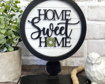 ADD ON Tabletop Farmhouse Drop in Interchangeable Insert, Home Sweet Home, Home Interchangeable Sign, Round Tabletop Sign *Digital File Only