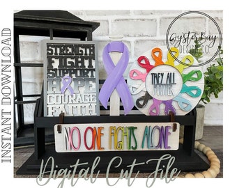 Cancer Awareness Tiered Tray SVG – Wagon/Crate Inserts (Digital File)