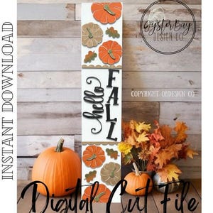 4 Ft. Hello Fall Porch Leaner SVG File, Fall Porch Decor SVG, 4 Ft Porch Leaner file - Fall Sign **Digital File Only**