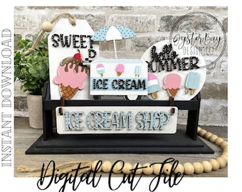 Add on for Interchangeable Wagon/Crate/Raised Shelf Sitter - Ice Cream Tiered Tray, Ice Cream SVG, Summer/Ice Cream Decor *Digital File Only