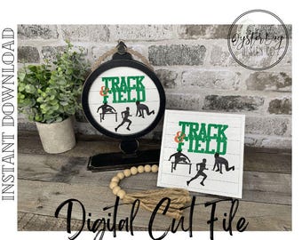 ADD ON Tabletop Farmhouse Drop in Interchangeable Insert, Track and Field SVG, Sports - Track Decor  Tabletop Sign **Digital File Only