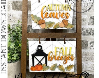 Insert for Ladder Farmhouse Interchangeable Sign, Fall Lantern Sign, Autumn Leaves, Fall Interchangeable Hanging Sign **Digital File Only