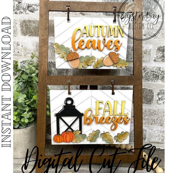 Insert for Ladder Farmhouse Interchangeable Sign, Fall Lantern Sign, Autumn Leaves, Fall Interchangeable Hanging Sign **Digital File Only