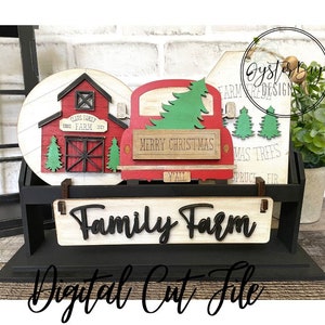 Add on for Interchangeable Wagon/Crate/Raised Shelf Sitter-Red Truck Christmas Tiered Tray, Farmhouse Christmas Décor, Digital File Only